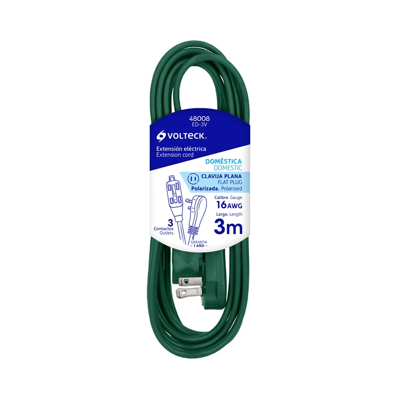 TRUPER VOLTECK EXTENSION ELECTRICA VERDE 3MTS ED-3V (48008)