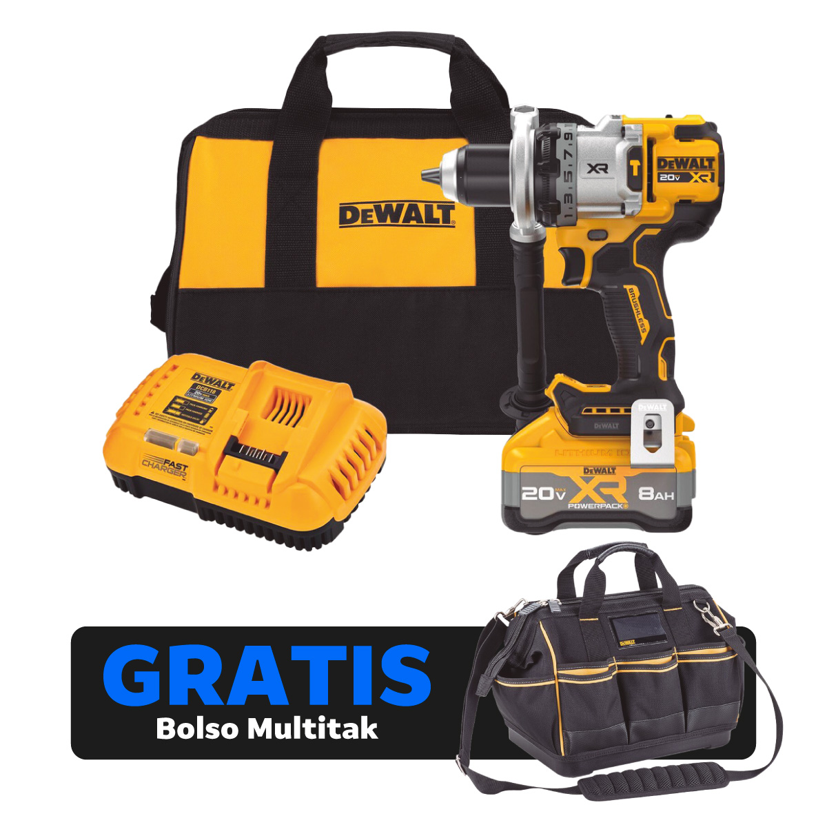 DW TALADRO INALAMBRICO 1/2 20V DCD1007WW1 + BOLSO DWST834  (1034622350)