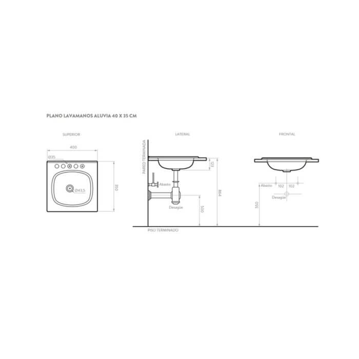 CORONA MUEBLE MIEL+LAVATORIO ALUVIA 40*35 19.02739.020 - Imagen 3