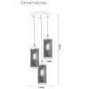 IM1 LAMPARA COLGANTE BASE REDONDA CILINDRO MALLA NEGRO 26891A-3P 3L E27 - Imagen 2