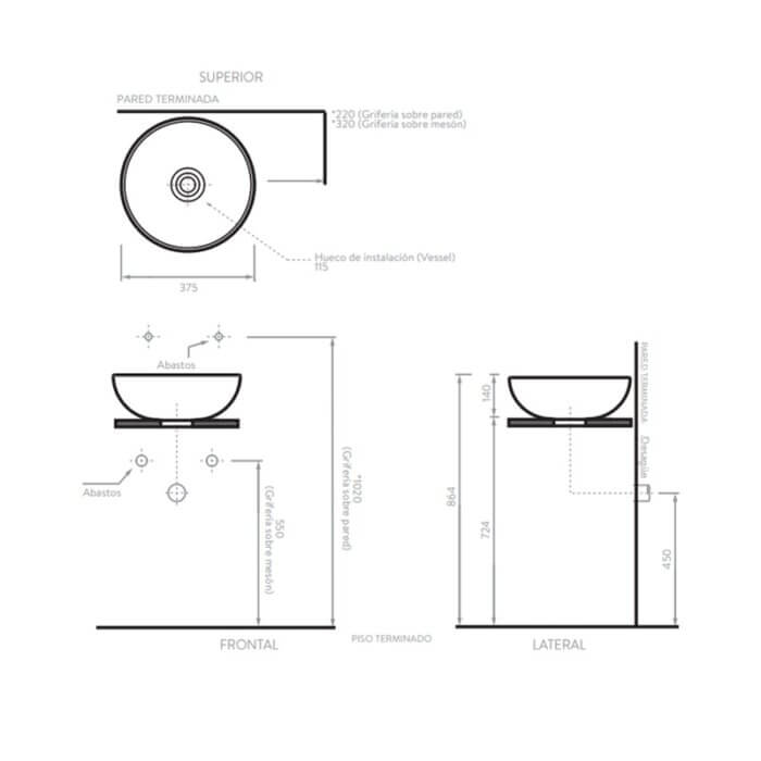 CORONA LAVATORIO SPAZIO BLANCO O14751001L (19.01485.020) - Imagen 2